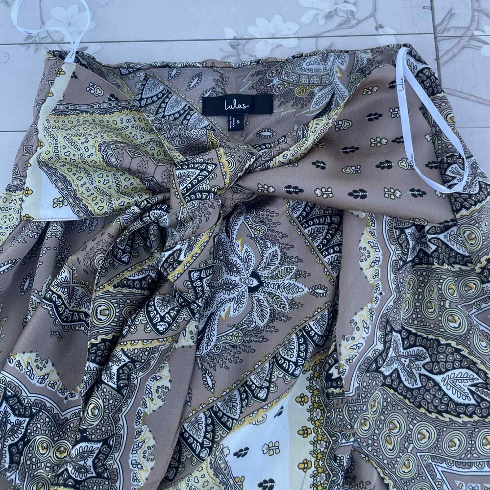 Lulu's Paisley Print Skirt in Brown and Cream